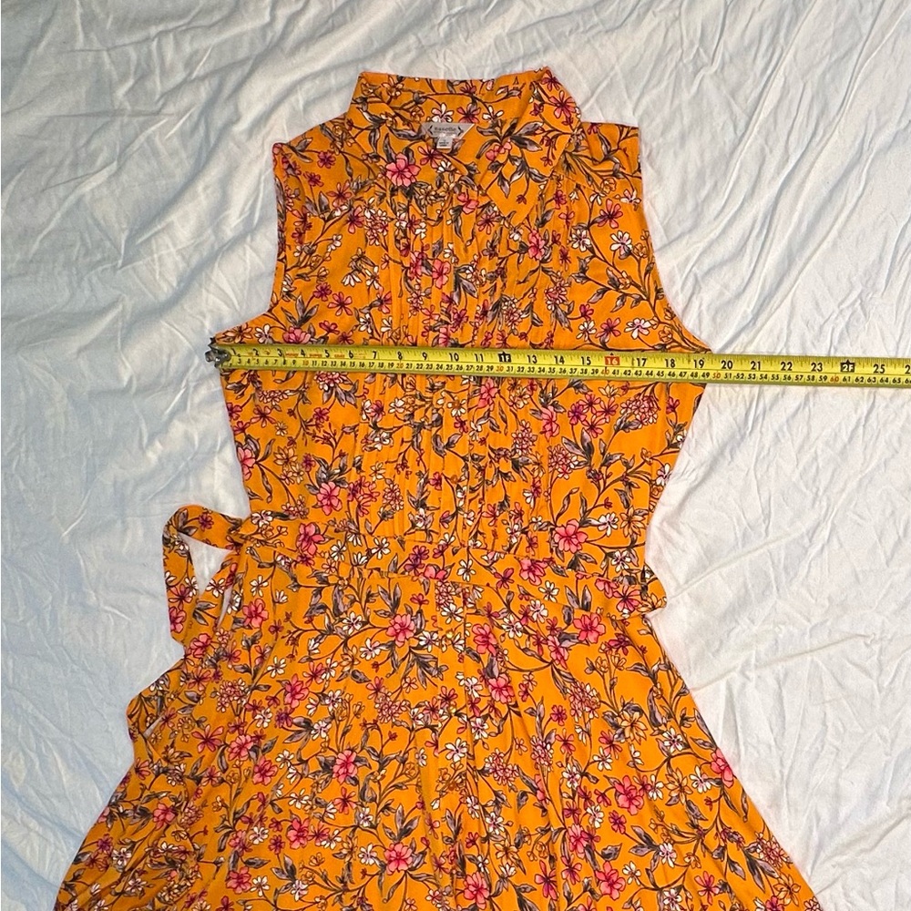 🍊 Nanette Lepore Orange Floral Pintuck Midi Dress Kentucky Derby– Size 10 - Picture 11 of 16
